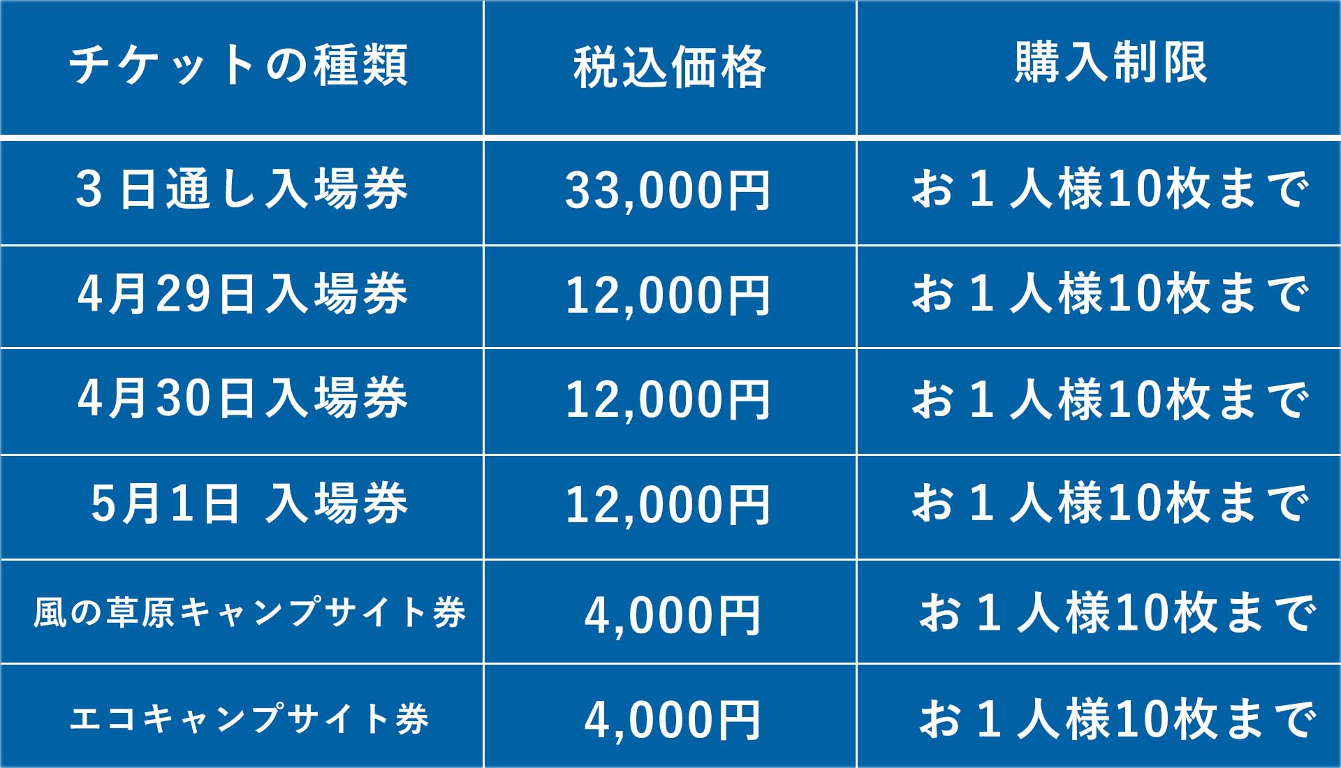 Festival de FRUE 2023 ２日通し券1枚、キャンプ券1枚 発売モデル